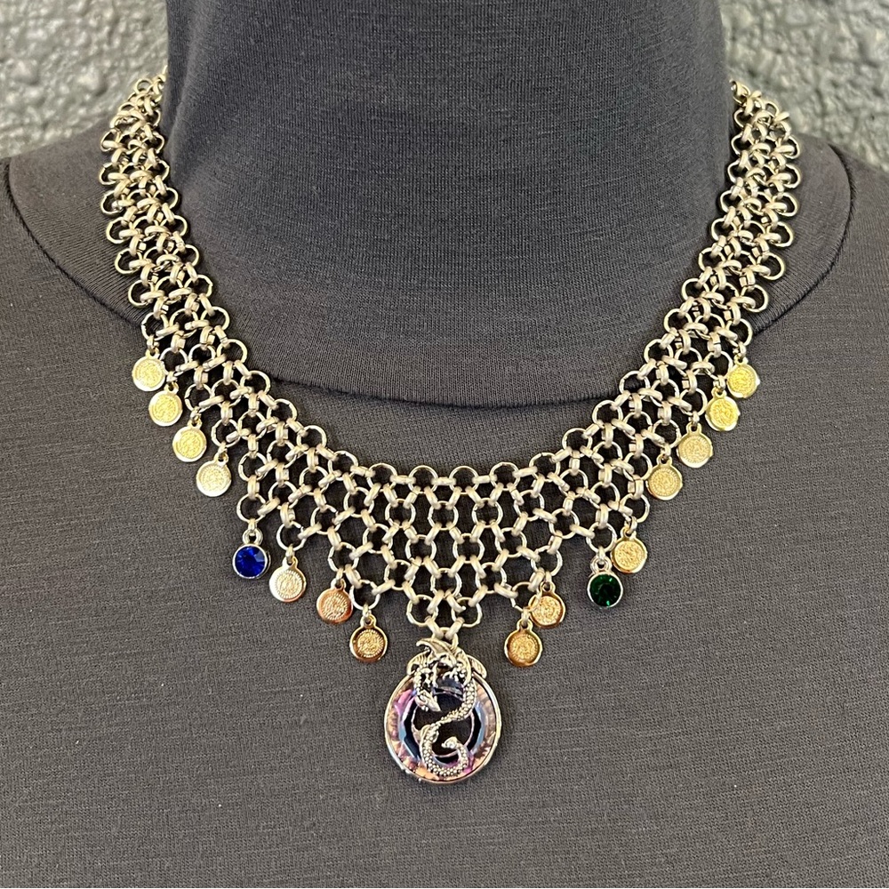 “Smaug’s Treasure" Dragon Handmade Chainmail Necklace The Hobbit Fantasy Tolkien